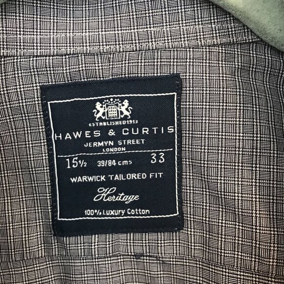 Hawes & Curtis Warwick Tailored Fit Checkered Shirt 15.5" 33" French Cuff Luxury - Picture 3 of 6